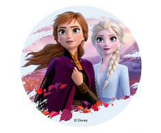 Dekora-114383 Decoracion Tartas de Cumpleaños Infantiles En Disco de Oblea de Frozen Ii-Elsa Y Anna, multicolor, Talla Única (114383)