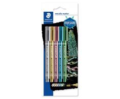 Staedtler 8323-S BK5. Rotuladores metálicos de colores. Blíster con 5 unidades de colores variados , color/modelo surtido