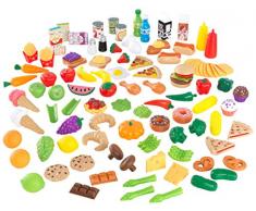 KidKraft- Tasty Treats Set de alimentos para juegos de simulación, 115 piezas y accesorios para la cocina de juguete para niños, Color Multicolor (63330 ) , color/modelo surtido