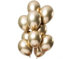 Folat B.V.- Folat Espejo Efecto Oro 33cm-12 Piezas Globos de látex para Aire y Helio para Fiestas, Cumpleaños, Bodas, Color dorado, 30 cm (69711)