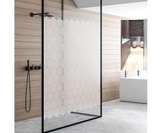 50 x 90 cm - Lámina protectora antihuellas, diseño de hexágono y puerta de ducha, con ventana para cristal de vista, autoadhesiva, para oficina, baño, cocina, 50 x 90 cm