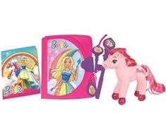 LEXIBOOK, bolígra Mattel, Diario Secreto Electrónico con luz y Sonido, Peluche de Barbie Unicornio, Cuaderno, Llave, bolígrafo y medallón mágico, Juguete para Niñas, Rosa/Púrpura, Color