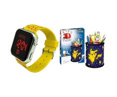 Nintendo Kids Euroswan- Reloj LED Pokemon, Multicolor (POK4320) & Ravensburger - 3D Puzzle Portalàpices Pokemon, 54 Piezas, 6+ Años