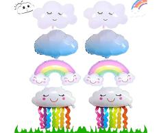 8 Piezas Globo de Nube Arcoíris, Globo Arcoíris de Aluminio, Globos Arcoiris, para Cumpleaños, Bodas, Fiestas, Aniversarios, Festivales