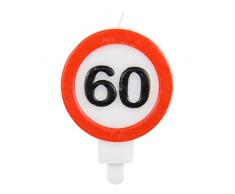 Velas con número 60, señal de tráfico de cumpleaños