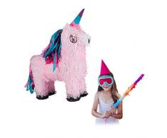 Relaxdays Piñata Unicornio sin Relleno, Papel, Rosa, 54 x 40 x 13 cm, Color (10026370)