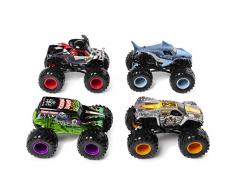 Monster Jam 6053860 - Pack de 4 vehículos (escala 1:64, modelos aleatorios), juguete para niños