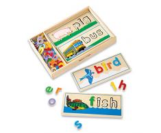 Melissa & Doug Juguete educativo de madera para aprender ingles, Juguete Montessori, Juguete para deletrear en ingles, Regalo para niños y niñas de 3 4 5 6 7 8 años