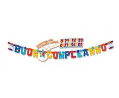 bigiemme guirnalda feliz Cumpleaños tarta XL personalizable con pegatinas 250 x 15 cm, Multicolor, 5it29051 