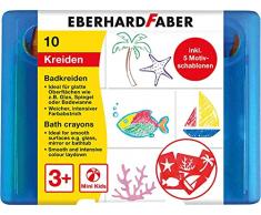 Eberhard Faber baño para niños para Pintar y Dibujar sobre Azulejos y Espejos, Estuche con 10 Colores de Tiza y 5 Plantillas de diseño, carbón (524110)
