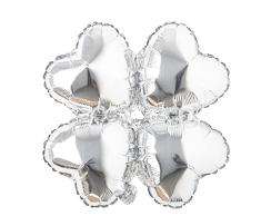 Globos de hierba de cuatro hojas de helio para fiestas, globos de boda, globos de cumpleaños, para bebé, ducha infantil, decoración (plata)