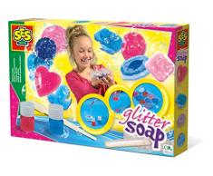 SES Creative Set para Hacer Tus Propios jabones para niños SES, Multicolor (00910), 1 bandeja de moldes, 2 colores y 1 tubo de brillantina.