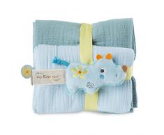 NICI Set del Rinoceronte Manuffi - 2X Suave Tela de Muselina 60x60 cm y 1x Esponjoso Juguete de Agarre 9 cm para Bebés - Mantita y Lindo Juguete Desde 0+ Meses - Mantita/Suaves Juguetes para Niños