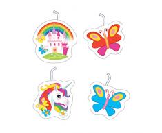 4 Velas * Unicorn * para temática de fiestas y cumpleaños//Velas para tarta (Figura velas Niños Fiesta de cumpleaños Decoración Tarta Pastel Unicornio sueño Mundo Fantasy