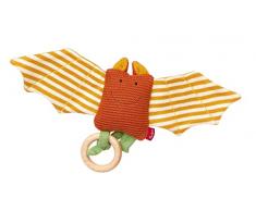 SIGIKID 39673 - Muñequera de punto con diseño de murciélago de punto de algodón con anillo de madera y sonajero, para agarrar, escuchar y jugar para bebés de 3 a 12 meses, naranja, 8 x 34 x 3 cm