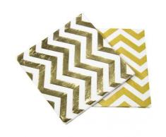 Folat Servilletas Doradas metálicas Zigzag 33 x 33 cm - 20 Unidades