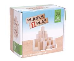 New Classic Toys- Tablones de Madera, 30 Pieces - Small Pilars - Natural (P2EPH30)
