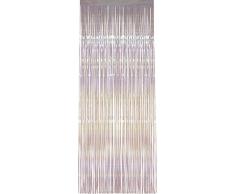 Smiffys-21722 Cortina de Flecos Brillantes, Iridescente, 91cm x 244cm, Color Blanco, No es Applicable (21722)