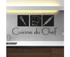 Ambiance-Live Adhesivo decorativo para pared, diseño de la cocina del Chef (55 x 120 cm), color negro