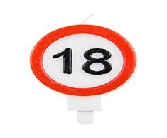 Velas con número 18, señal de tráfico de cumpleaños