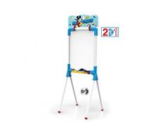 Chicos - Mickey Mouse Pizarra Junior, Reversible 2 En 1 para Rotuladores y Tizas, Incluye Rotulador, Tizas, Un Borrador y Una Plantilla de Mickey, a partir de 3 años, Azul, 37 X 32.5 X 98 cm