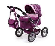 Bayer Design 13037AA - Cesta de la Compra para Muñecas con Bolso de Hombro y Debajo de la Compra, 46 cm, Color Morado y Rosa