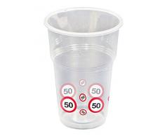 Folat B.V.- Vasos de plástico de 50 años de señal de tráfico-10 Piezas, Color transparente (28250)