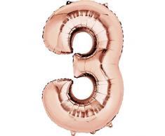 Amscan International 3621401 - Globos de Papel de Aluminio (3 Unidades), Color Oro Rosa