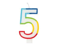Unique Party - Vela de Cumpleaños con Borde Arcoíris Número 5 (19945)
