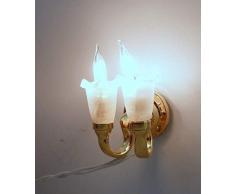 Melody Jane Miniatura para Casa de Muñecas 1:24 Escala Iluminación Cir-Kit Dual Esmerilado Tulipán Candelabro de Pared