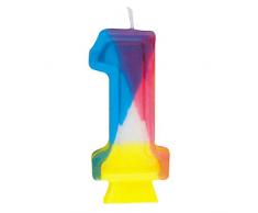 Número 1 Vela de cumpleaños del arco iris