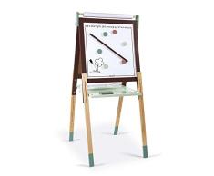 Janod - Pizarra de Madera de Doble Cara Color Topo y Verde - Evolutiva, de Altura Ajustable - Pizarra Blanca Magnética + Pizarra de Tiza - 13 Accesorios Incluidos - A partir de 3 Años, J09632