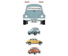 Brisa VW Collection - Volkswagen Escarabajo Coche Beetle Juego de 3 Imanes para Tablón de anuncios, Decoración Magnética para Nevera como Idea de Regalo/Souvenir (Edición Final/Azul)
