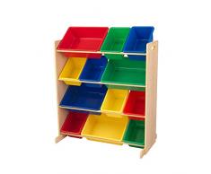 KidKraft- Sort It & Store It Mueble clasificador y organizador de juguetes con 12 contenedores para cuarto infantil , Color Primario/Natural (16774) , color/modelo surtido