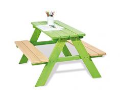 Pinolino 201623 Nicki - Mesa de madera con bancos para 4 nios, color verde [importado de Alemania]