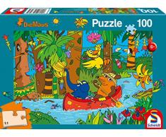 Schmidt Spiele- Puzzle Infantil (100 Piezas), diseño de ratón en la Jungla, Color carbón (56313)