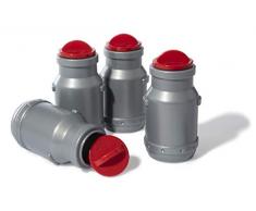 Rolly Toys 409389 rollyMilk - Juego de 4 jarras de Leche para Tractores con Compartimento de Transporte (rellenables, Incluye Tapa extraíble)