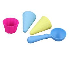 Idena Juego de 4 moldes, 2 Cuernos y 1 Vaso para Helado, para Jugar en la Playa y en la Caja de Arena Berlin 40164