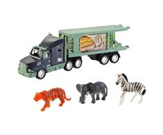 JUINSA- Camión Jaula Animales Fricción 43 cm 2 Modelos Surtidos, Multicolor (701310)