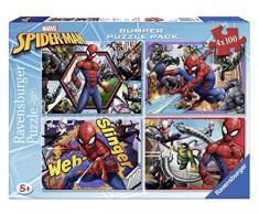 Ravensburger- Puzzle 4 x 100 Piezas Bumper Pack, Spiderman (6914)