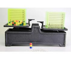 WISSNER aktiv lernen-Tafelwaage mit 2 Literboxen und Gewichtswürfel-RE-Wood Báscula de mesa con 2 litros de cajas y dados de peso, multicolor (070120.000) , color/modelo surtido