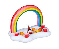 Relaxdays- Bar Hinchable 4 Posavasos Nube con Arcoíris para Piscina, PVC, Blanco, 66 x 88 x 62 cm, Color (10025414)
