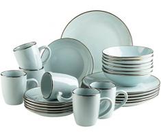 MÄSER Vajilla de gres METALLIC RIM Mint, 24 piezas