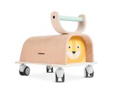 Lalaloom LIONER - Caminador Bebé de Madera natural con diseño de León, Andador Correpasillos Niños Juguete Equilibrio con Ruedas amarillo