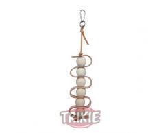 Trixie Juguete de madera con cinta de cuero, 30 cm