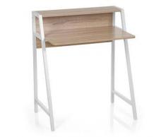 Hjh Mesa de ordenador portátil AMBER, 75x48x89 cm, en Metal y Madera color Roble