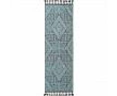 Alfombra pelo corto de pasillo Laila Azul/Negro 80x240 cm - Alfombra diseño moderno para salon