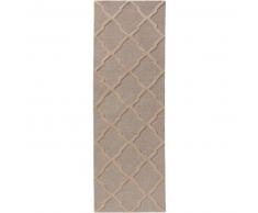 Alfombra de lana de pasillo Windsor Gris/Beige 80x240 cm - Alfombra natural para dormitorio y salon