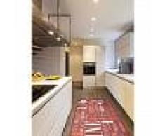 benuta Alfombra de cocina Wine Rojo 80x200 cm - Alfombra fácil de limpiar