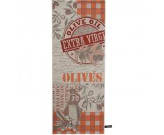 benuta Alfombra de cocina Olives Naranja 80x200 cm - Alfombra fácil de limpiar